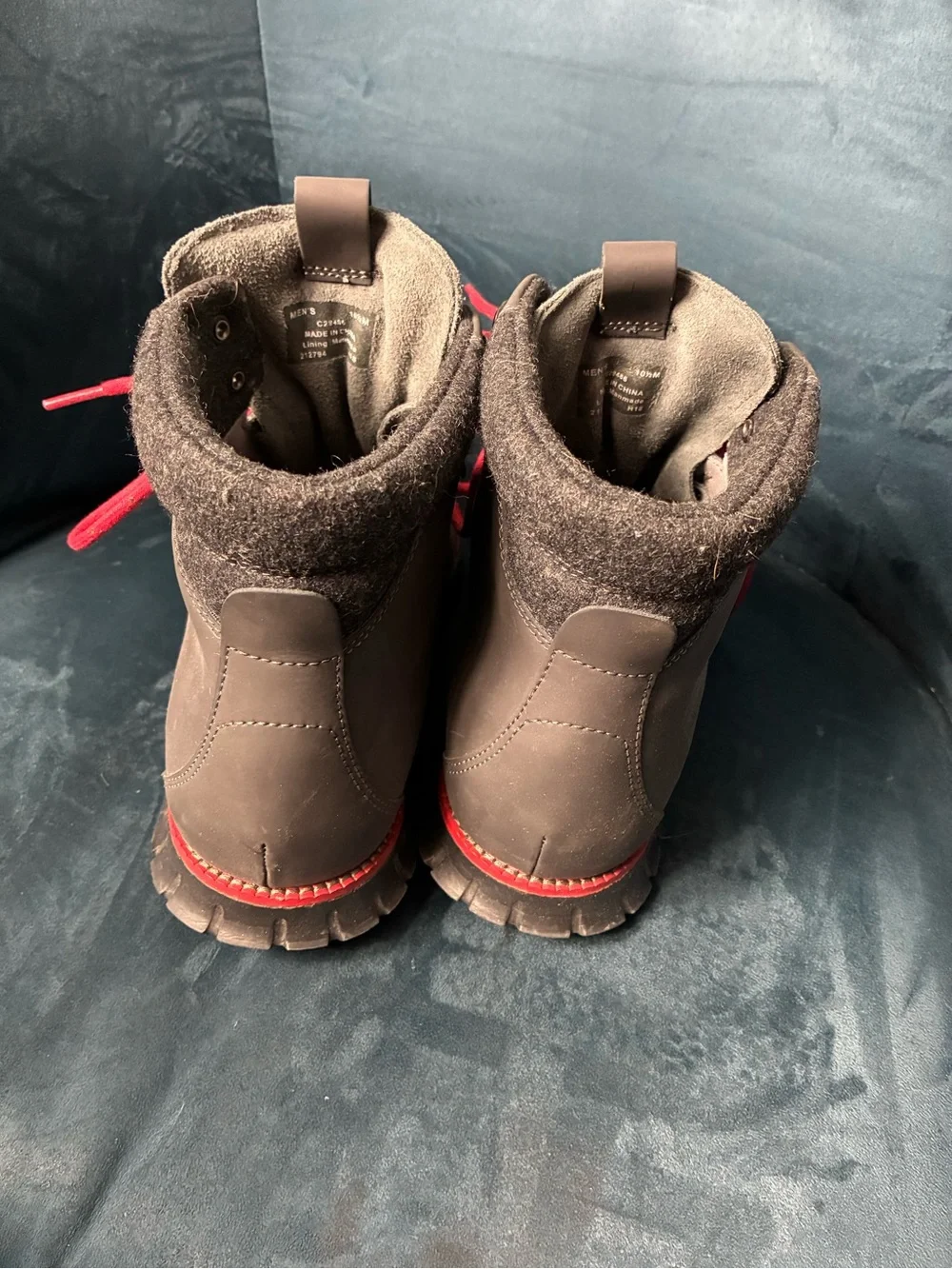 Cole Haan Zerogrand Rugged Chukka Boots feature grey suede with Red Laces
